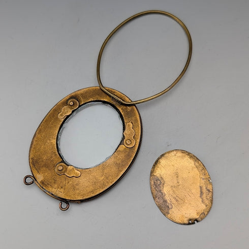 アンティーク マイクロモザイク装飾 真鍮製小型フォトフレーム 写真立て/ポートレイト